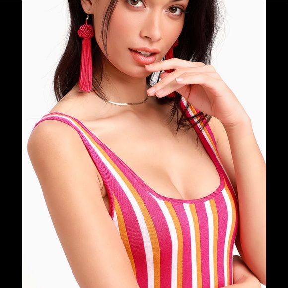 Nayeli Striped Sleeveless Bodycon Sweater Dress Sz Med - Picture 3 of 10
